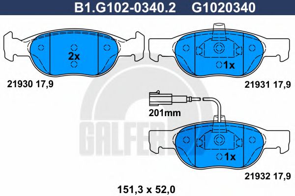 GALFER B1G10203402 Тормозные колодки GALFER для LANCIA