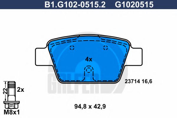 GALFER B1G10205152 Тормозные колодки для FIAT BRAVO 2