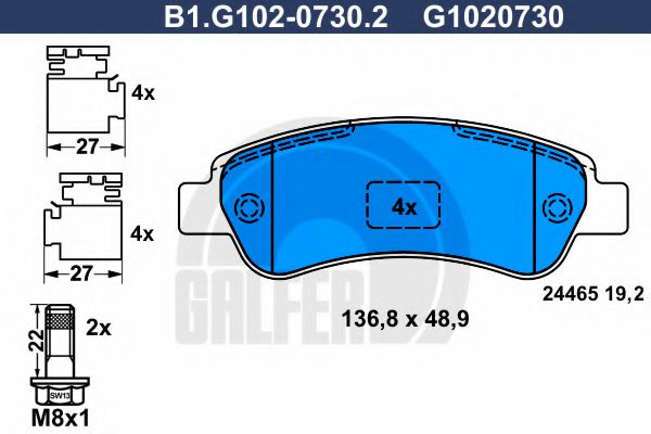 GALFER B1G10207302 Тормозные колодки GALFER для FIAT