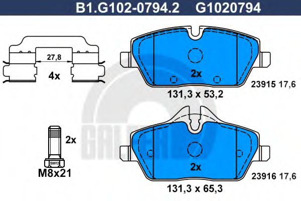 GALFER B1G10207942 Тормозные колодки GALFER для BMW