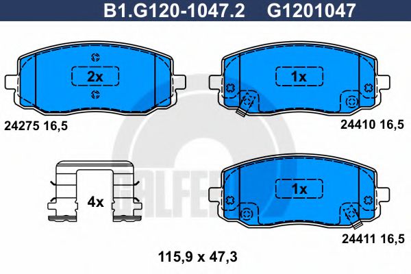 GALFER B1G12010472 Тормозные колодки для HYUNDAI I10