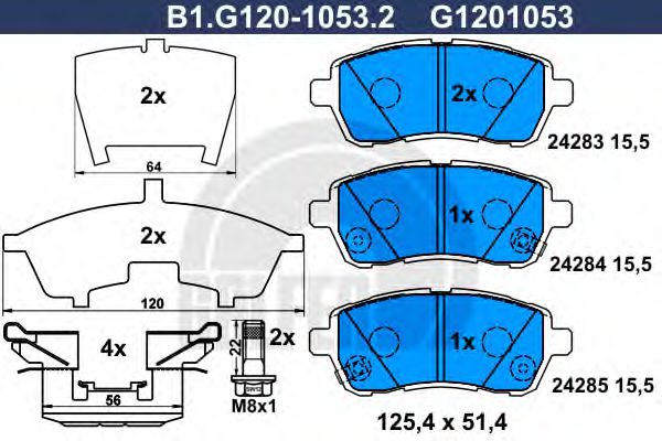 GALFER B1G12010532 Тормозные колодки GALFER для DAIHATSU
