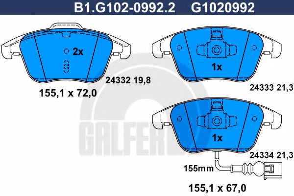 GALFER B1G10209922 Тормозные колодки для SEAT ALHAMBRA (710, 711)