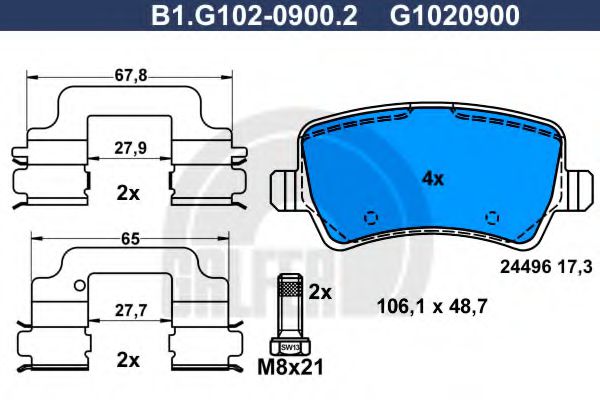 GALFER B1G10209002 Тормозные колодки GALFER для VOLVO V60