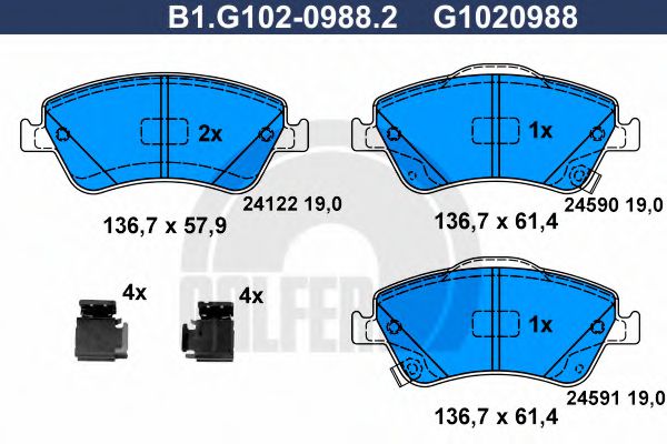 GALFER B1G10209882 Тормозные колодки GALFER для TOYOTA