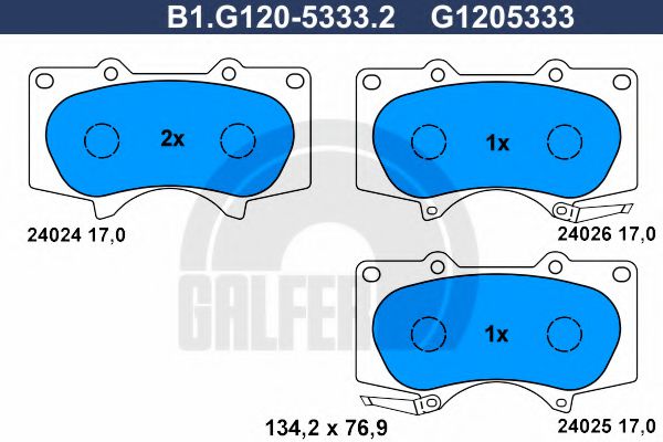 GALFER B1G12053332 Тормозные колодки для LEXUS GX
