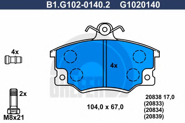 GALFER B1G10201402 Тормозные колодки для FIAT TIPO