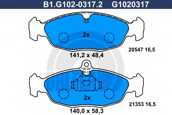GALFER B1G10203172 Тормозные колодки для OPEL ASTRA F универсал (51, 52)
