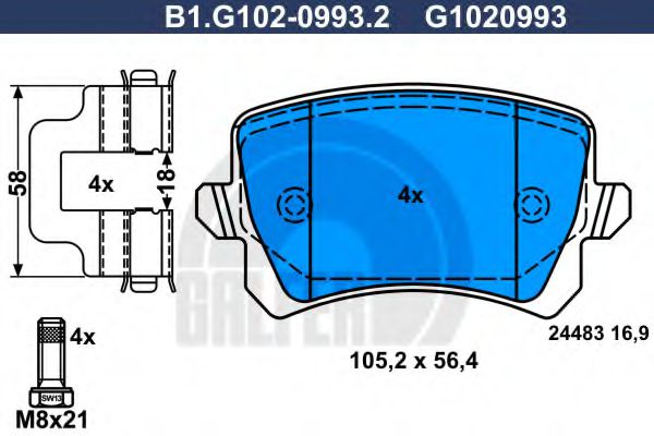 GALFER B1G10209932 Тормозные колодки для SEAT ALHAMBRA (710, 711)