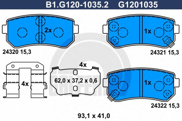 GALFER B1G12010352 Тормозные колодки GALFER для KIA