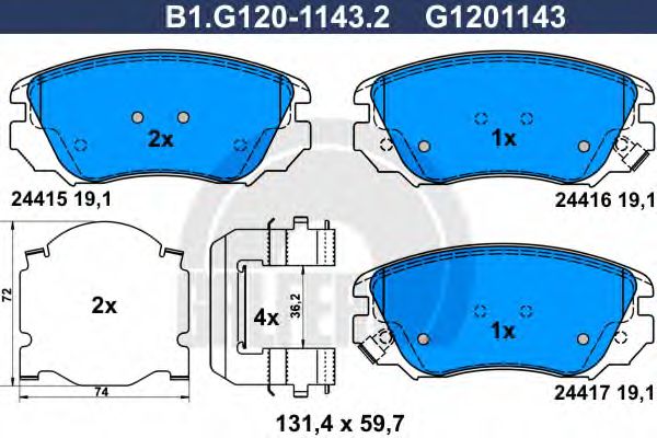 GALFER B1G12011432 Тормозные колодки для CHEVROLET MALIBU