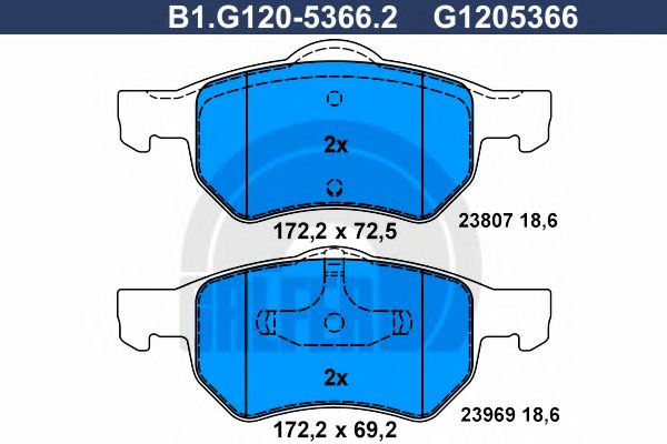 GALFER B1G12053662 Тормозные колодки GALFER для CHRYSLER