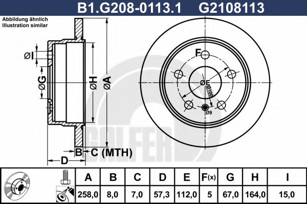 GALFER B1G20801131 Тормозные диски для MERCEDES-BENZ A-CLASS