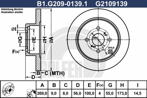 GALFER B1G20901391 Тормозные диски для TOYOTA COROLLA VERSO