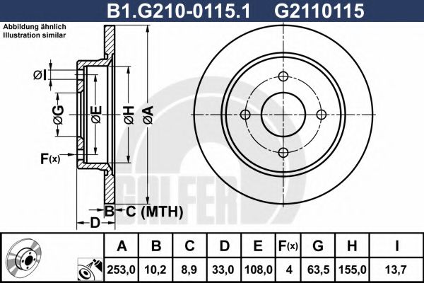 GALFER B1G21001151 Тормозные диски GALFER для FORD