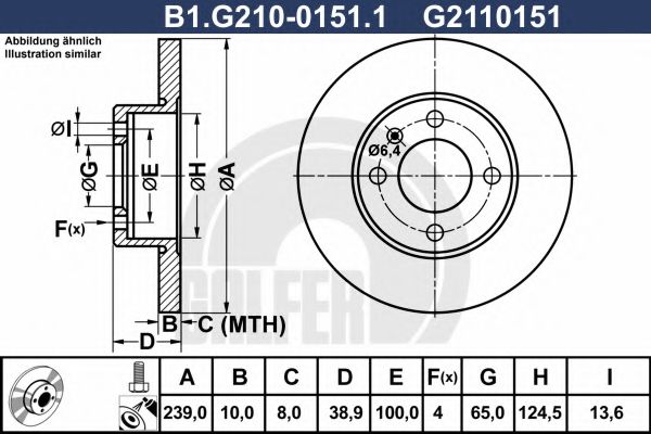 GALFER B1G21001511 Тормозные диски GALFER для VOLKSWAGEN