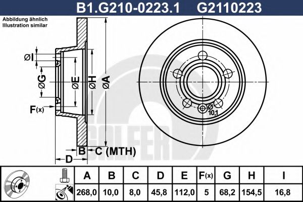 GALFER B1G21002231 Тормозные диски GALFER для VOLKSWAGEN