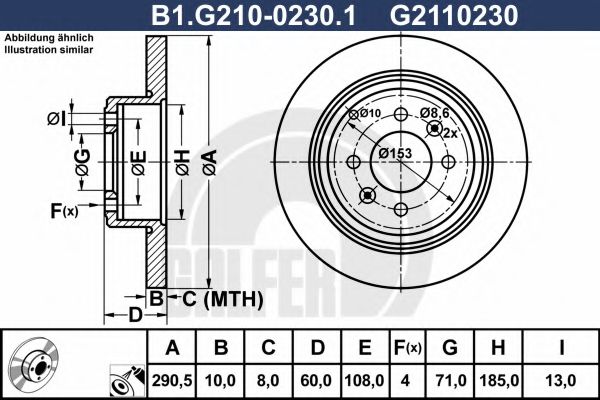 GALFER B1G21002301 Тормозные диски для PEUGEOT 406