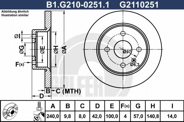 GALFER B1G21002511 Тормозные диски для OPEL