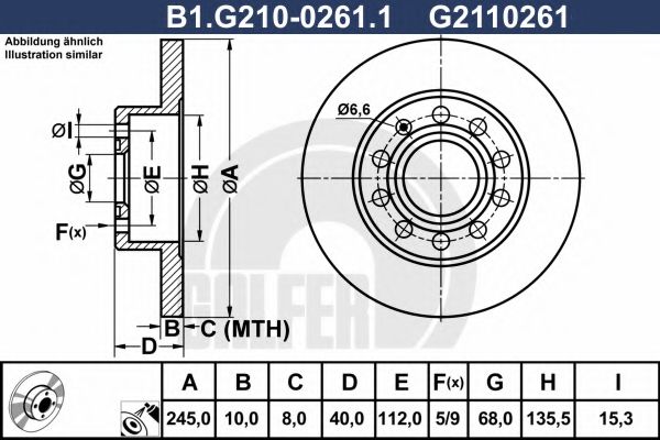 GALFER B1G21002611 Тормозные диски для SEAT EXEO