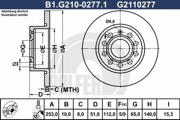 GALFER B1G21002771 Тормозные диски для AUDI A3