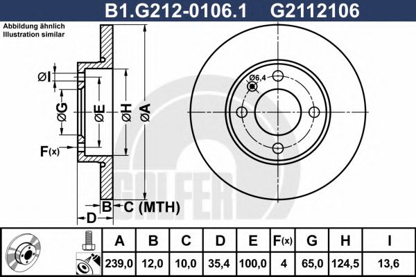 GALFER B1G21201061 Тормозные диски для SEAT IBIZA