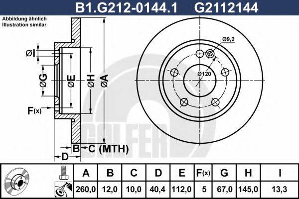 GALFER B1G21201441 Тормозные диски GALFER для MERCEDES-BENZ