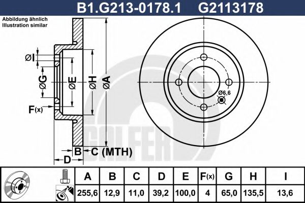 GALFER B1G21301781 Тормозные диски для SEAT INCA