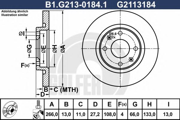 GALFER B1G21301841 Тормозные диски GALFER для PEUGEOT
