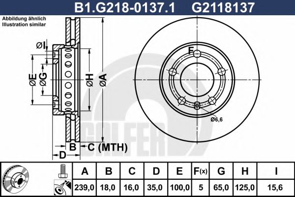 GALFER B1G21801371 Тормозные диски для SKODA