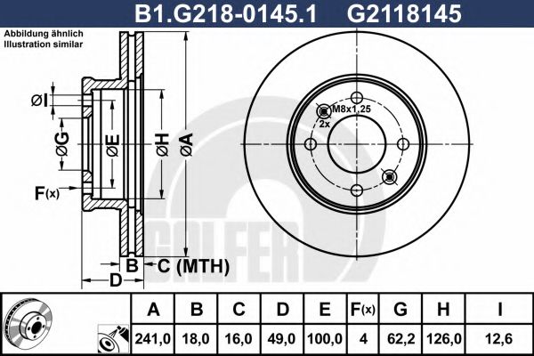 GALFER B1G21801451 Тормозные диски для KIA PICANTO
