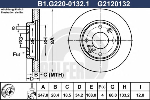 GALFER B1G22001321 Тормозные диски для PEUGEOT 309