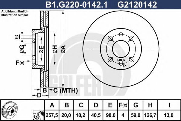 GALFER B1G22001421 Тормозные диски для FIAT STRADA