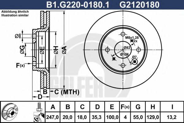 GALFER B1G22001801 Тормозные диски GALFER для PEUGEOT 108