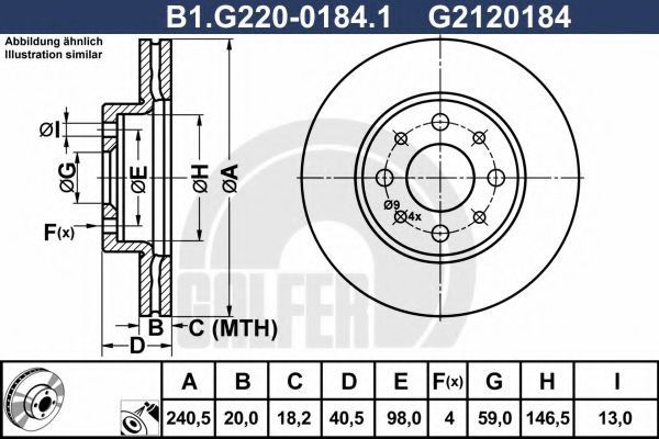 GALFER B1G22001841 Тормозные диски для FIAT 500