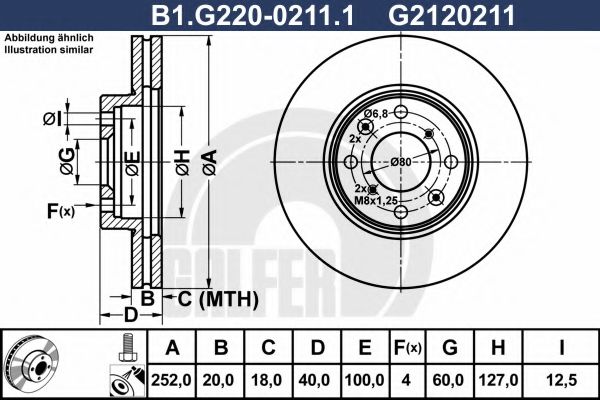 GALFER B1G22002111 Тормозные диски для OPEL AGILA