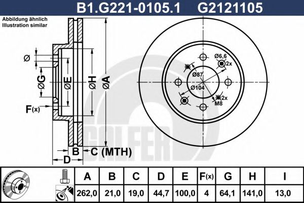 GALFER B1G22101051 Тормозные диски для ROVER 400