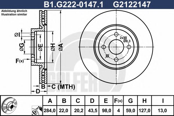 GALFER B1G22201471 Тормозные диски для ABARTH