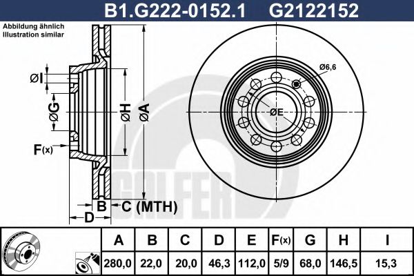 GALFER B1G22201521 Тормозные диски GALFER для VOLKSWAGEN