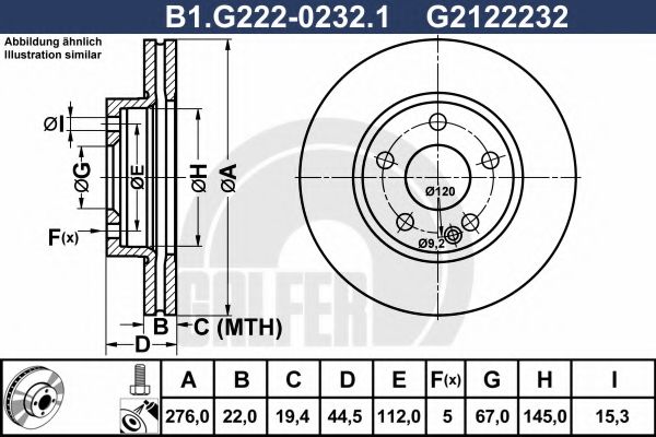 GALFER B1G22202321 Тормозные диски для MERCEDES-BENZ B-CLASS