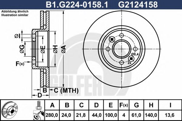 GALFER B1G22401581 Тормозные диски для RENAULT WIND