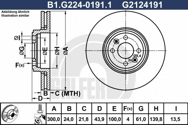 GALFER B1G22401911 Тормозные диски для RENAULT