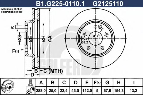 GALFER B1G22501101 Тормозные диски для MERCEDES-BENZ CLC-CLASS