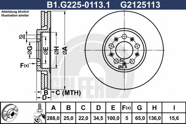 GALFER B1G22501131 Тормозные диски для SKODA RAPID