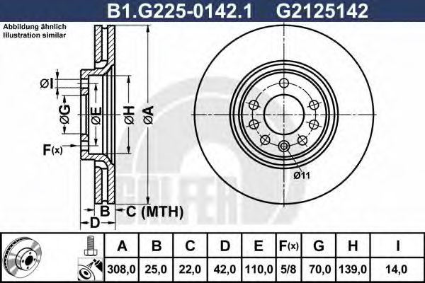 GALFER B1G22501421 Тормозные диски для SAAB