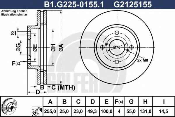 GALFER B1G22501551 Тормозные диски для TOYOTA COROLLA VERSO
