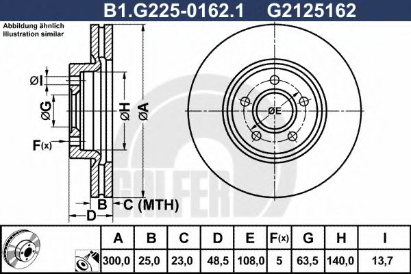 GALFER B1G22501621 Тормозные диски для FORD ESCAPE