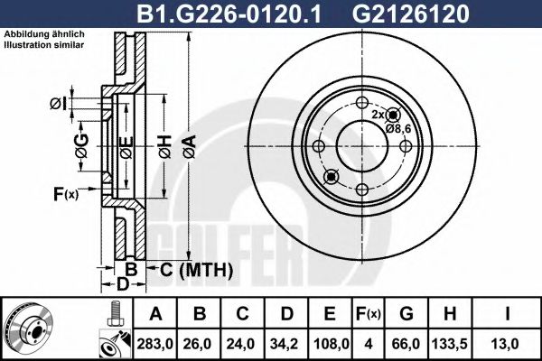 GALFER B1G22601201 Тормозные диски для CITROËN DS3