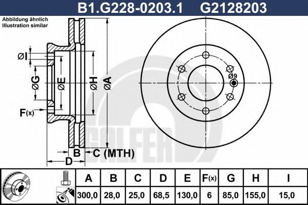 GALFER B1G22802031 Тормозные диски GALFER для VOLKSWAGEN