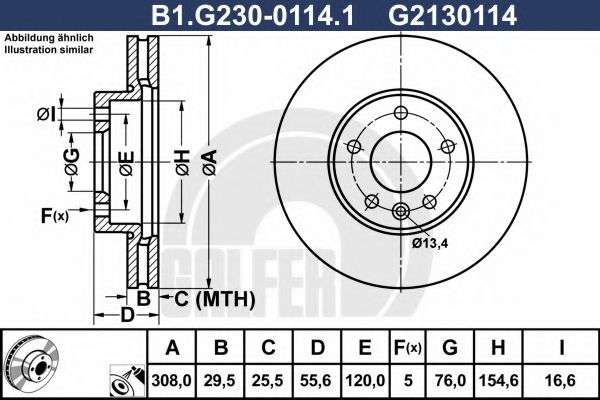 GALFER B1G23001141 Тормозные диски для VOLKSWAGEN MULTIVAN